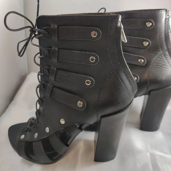 Proenza Schouler Black Leather Lace up Booties - Picture 2 of 6